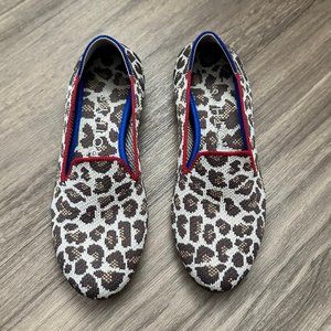 Rothys Mocha Spot Animal Leopard Print Round Toe Loafers Size 5